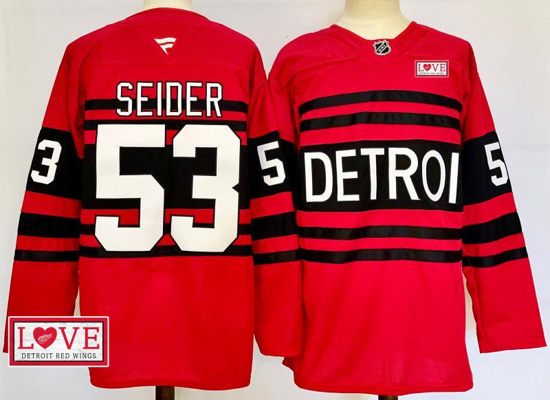 Men Detroit Red Wings #53 Seider Red Fanatics 2025 NHL Jersey style 11->detroit red wings->NHL Jersey